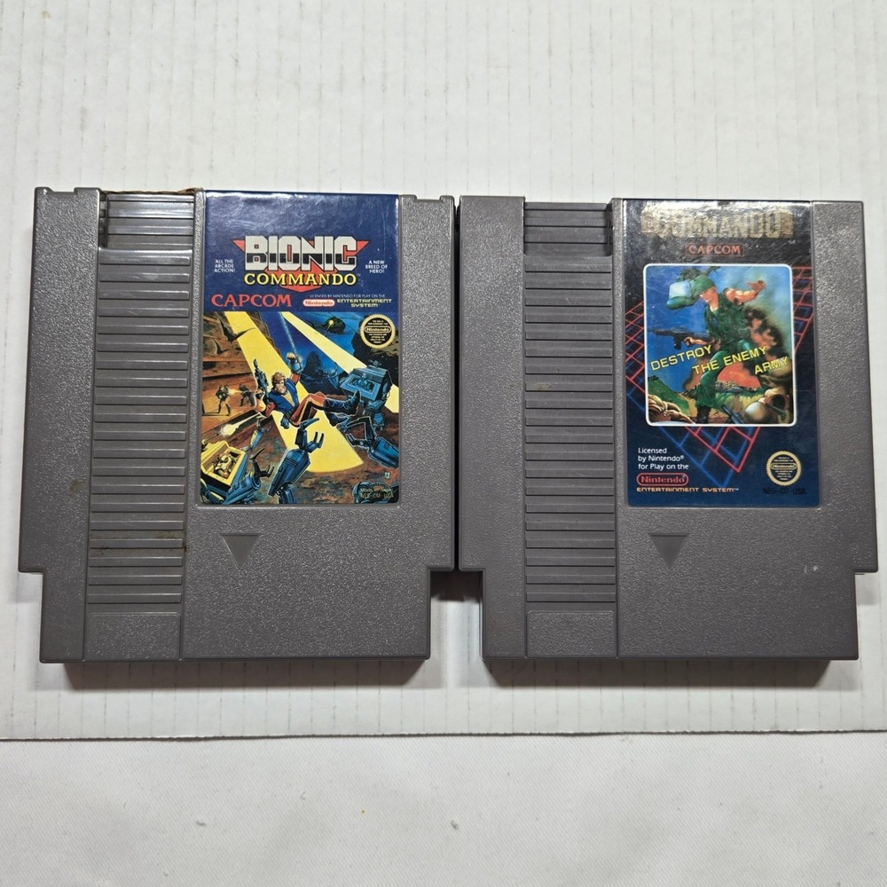 Bionic Commando and Commando Nintendo NES 2 Game Lot Authentic Tested Capcom
